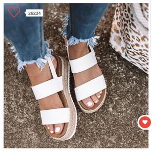 White espadrille platform sandal